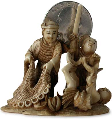 Fisherman Family Netsuke