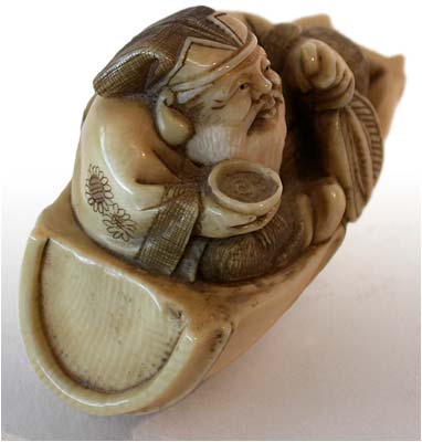 Boating Jurojin Netsuke  rt