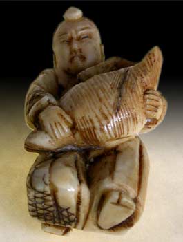 Kintaro with Big Conch Netsuke