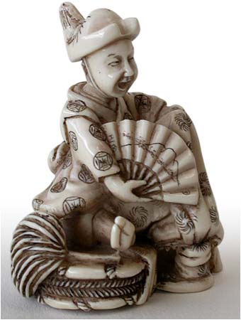 Shishimai Ivory Netsuke sig Rensai