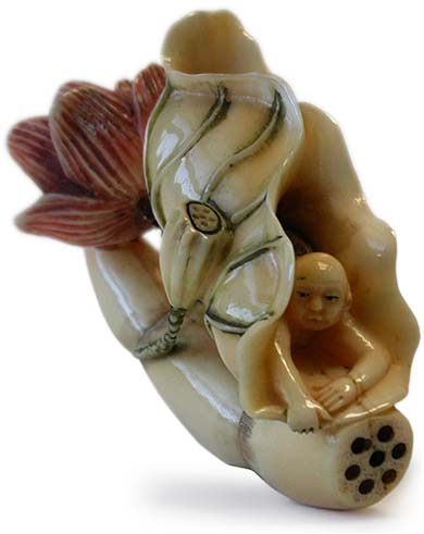 Lotus Born Karako Netsuke 