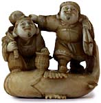 Lucky Gods Carp Ivory Netsuke