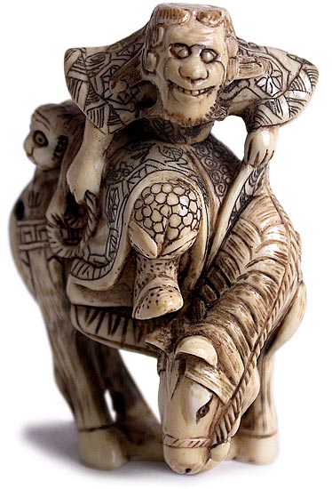 Monkey King on Horse Netsuke