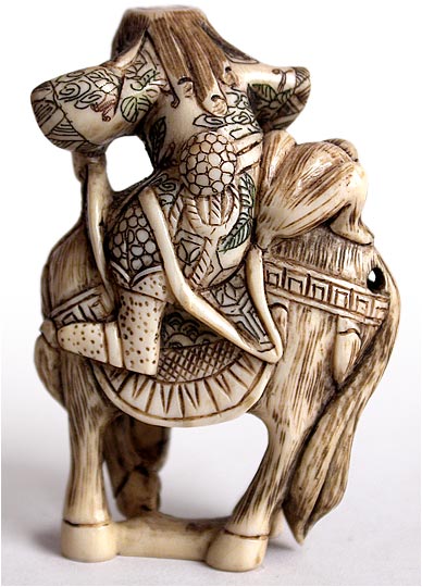 Monkey King on Horse Netsuke back