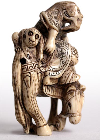 Monkey King on Horse Netsuke rt