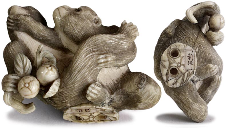 Monkeys Netsuke Signed Toshitsugu