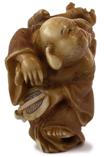 Walking Hotei Netsuke