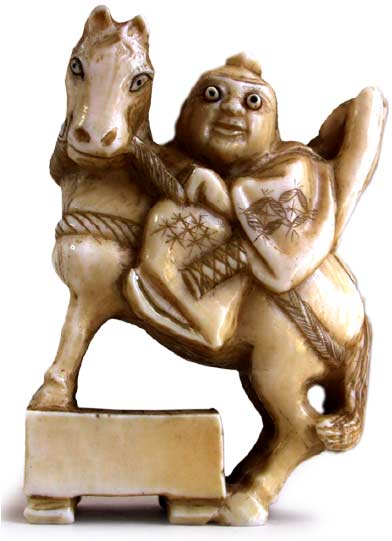 Oguri Taming Horse Netsuke