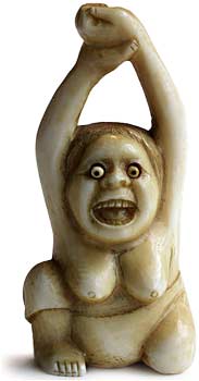Okame Rising Netsuke