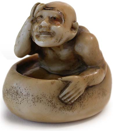 Bather Scrubbing Head netsuke