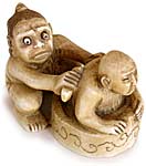 Oni Bathing Man Trick Netsuke