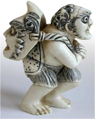 Oni with Big Oni Mask Netsuke 