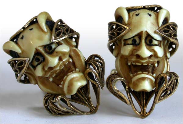 Hannya Mask Ivory Cufflinks