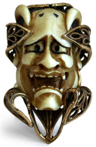 Hannya Mask Ivory Netsuke Cufflinks