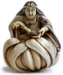 Sennin Painting Lotus Netsuke