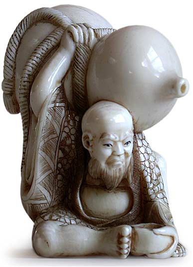  Rakan with Large Gourd Netsuke