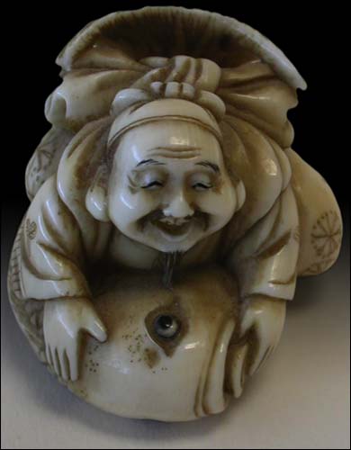 Ebisu on Carp Netsuke
