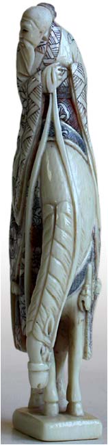 Antique Sage On Horse Japanese Okimono Netsuke