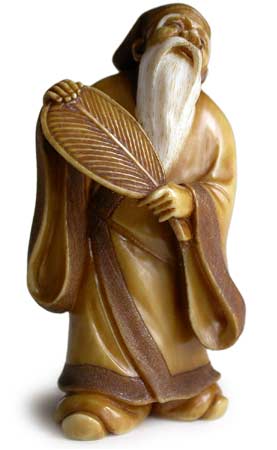 Sennin with Fan Netsuke