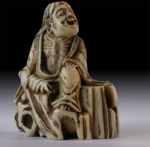 Happy Sennin on Rock Netsuke