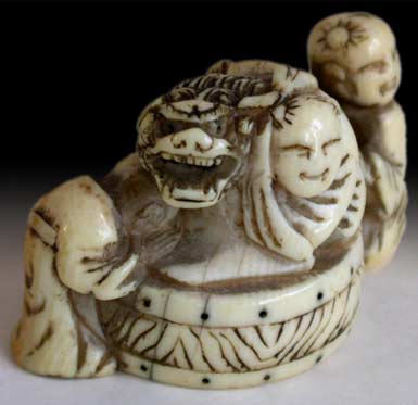 Lion Dance Shishimai Netsuke rt