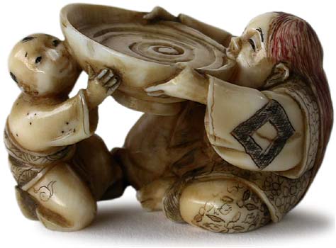 Shojo and Boy Netsuke