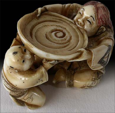 Shojo and Boy Netsuke