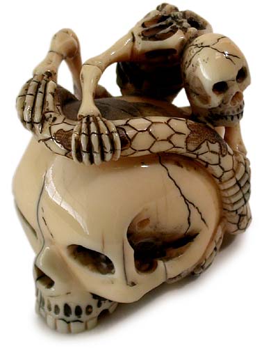 Skeleton Snake Catcher Netsuke