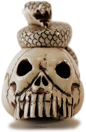 Skull Snake Netsuke