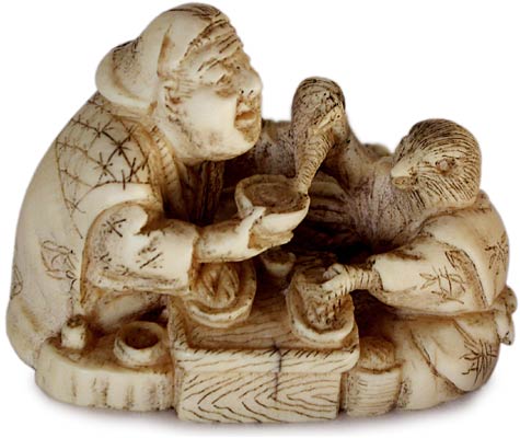 Tongue Cut Sparrow Netsuke
