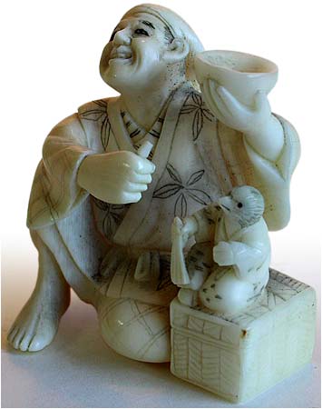 Sparrow Trainer Netsuke lt