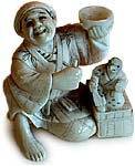 Sparrow Theater Netsuke