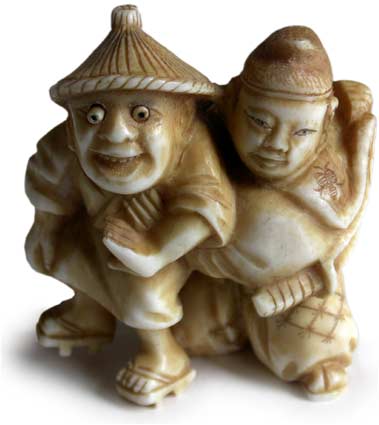 Tadamori Catching Oil Thief Trick Netsuke