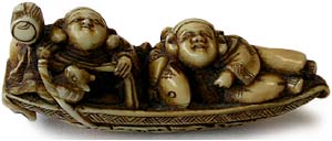 Tomochika Lucky Boat Ivory Netsuke