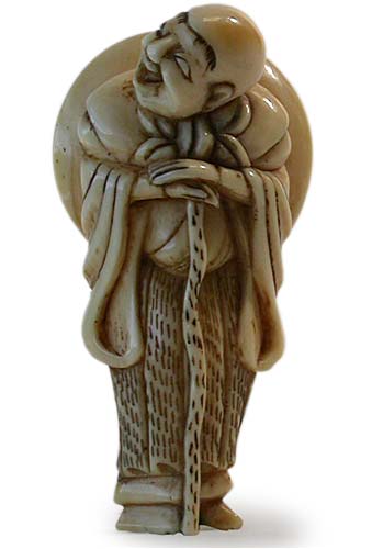 Blind Traveler Netsuke