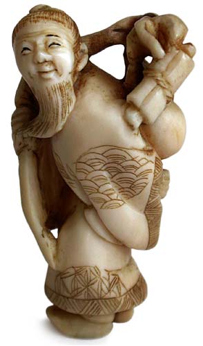Traveling Sennin Scholar Netsuke lt