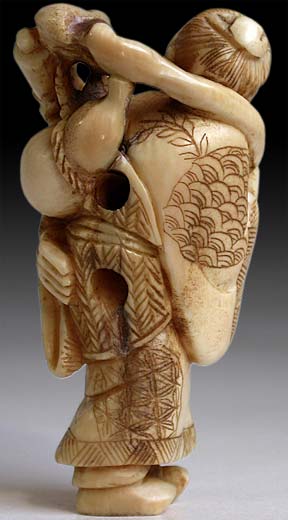 Traveling Sennin Scholar Netsuke back