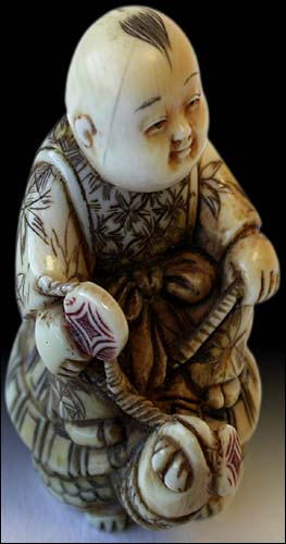 Karako Boy On Turtle Netsuke