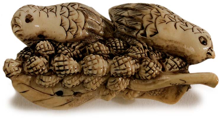 Two Qualis Ivory Netsuke Signed Gyokuyuki