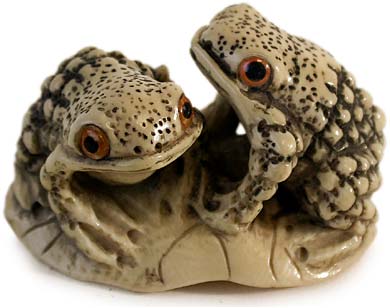 Two Warty Toads Netsuke