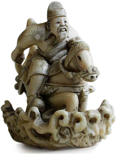 Gentoku on Horse Netsuke