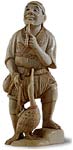 Antique Japanese Carved Ivory Crane Fisherman Carving