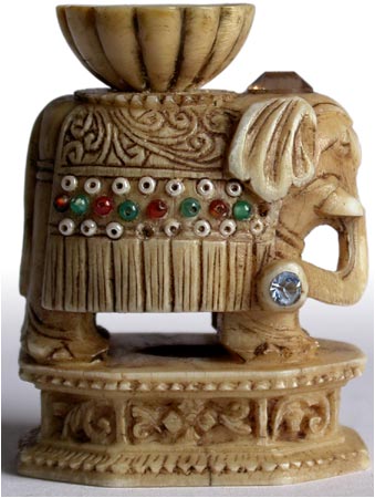 Jeweled Elephant with Alms bowl Netsuke rt