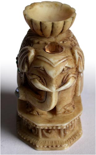 Jeweled Elephant with Alms bowl Netsuke front