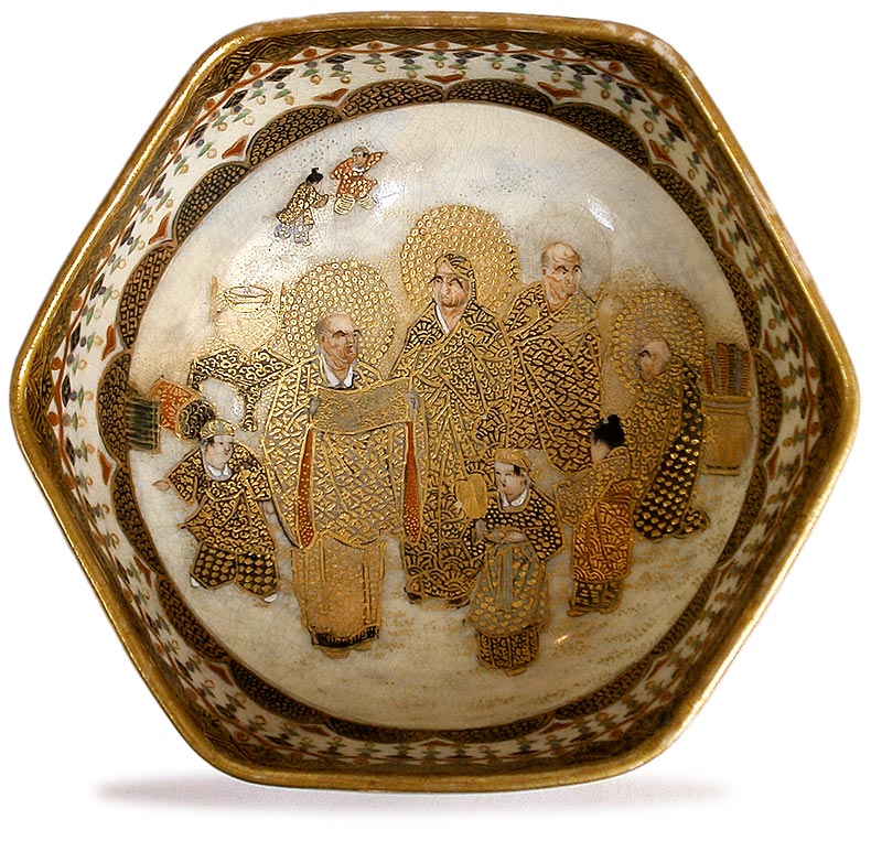 Hexagonal Meiji Satsuma Bowl