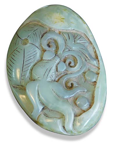 goldfish celadon nephrite jade pebble