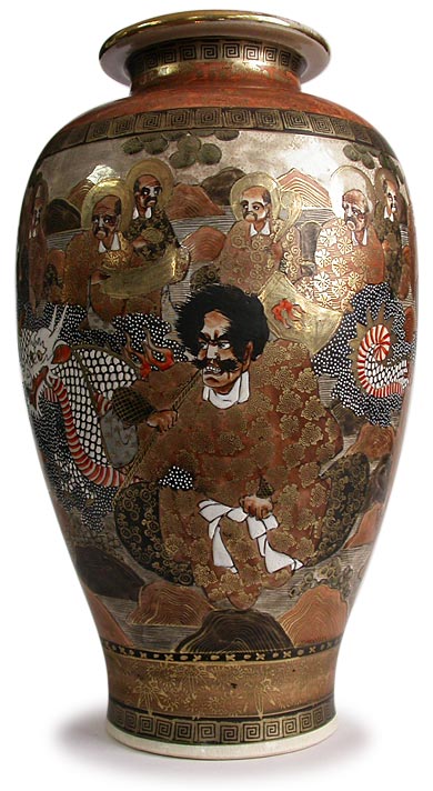 Taisho Samurai Satsuma Vase