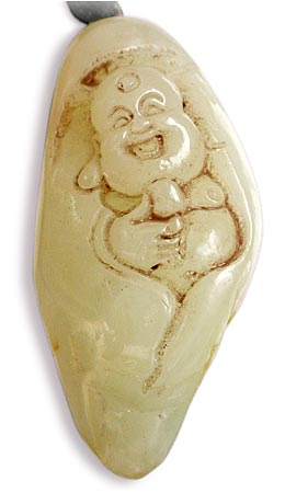 Happy Buddha White Jade Toggle