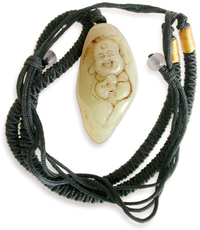 Happy Buddha White Jade Toggle