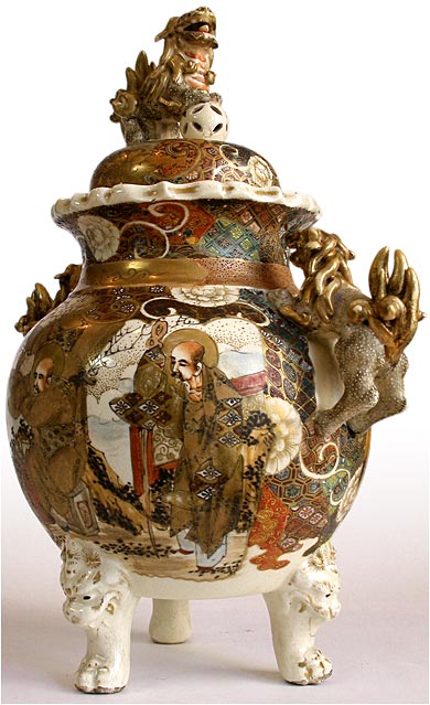 Meiji Satsuma Shishi Handles Urn